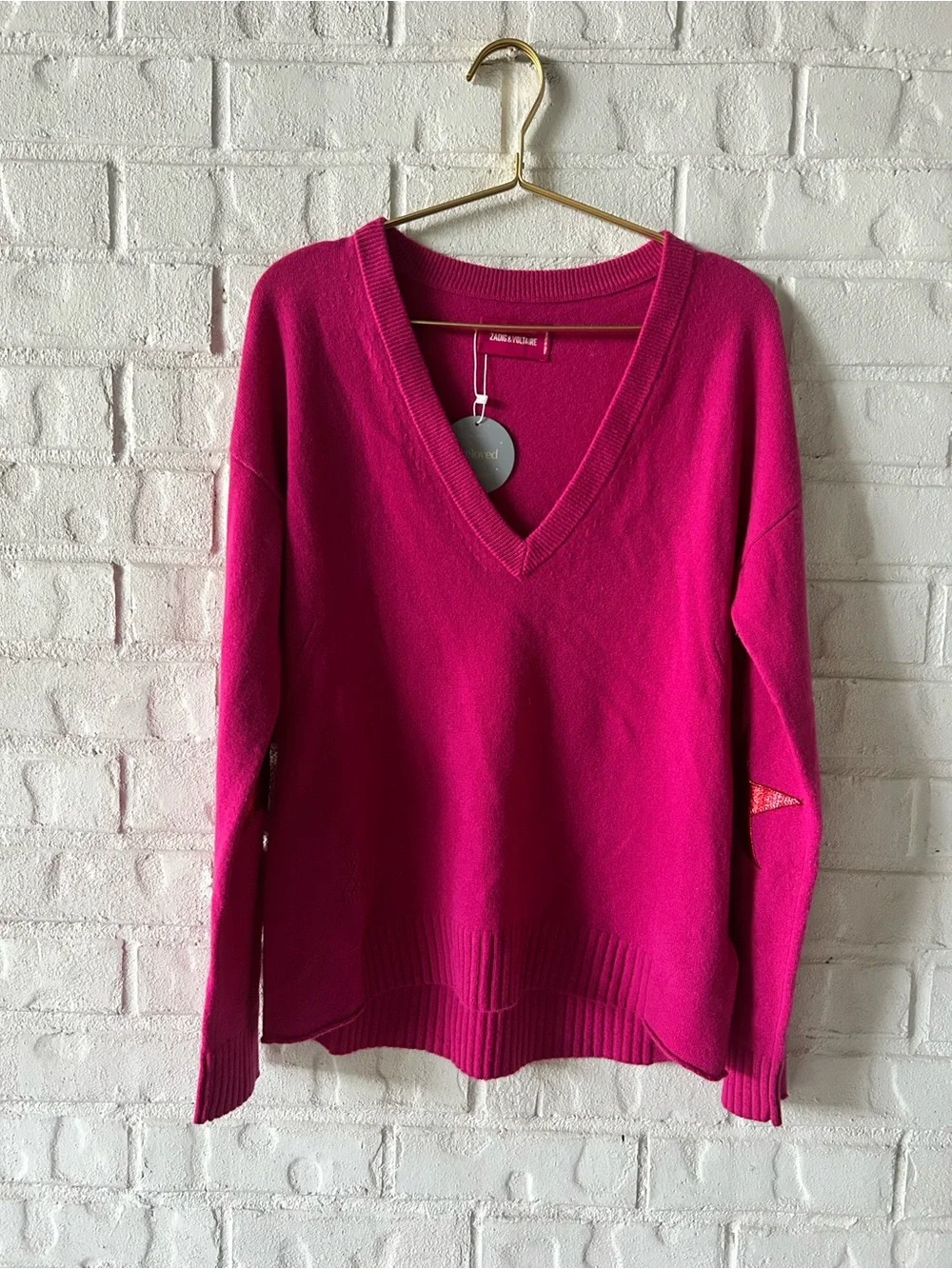 Zadig & Voltaire Patch Sleeve Cashmere Sweater